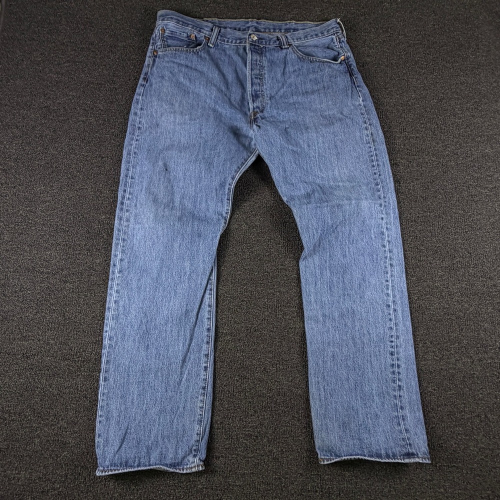 Levis Jeans Mens 38x32 (Fits 36x29) 501 Original Blue Straight Leg Button Fly
